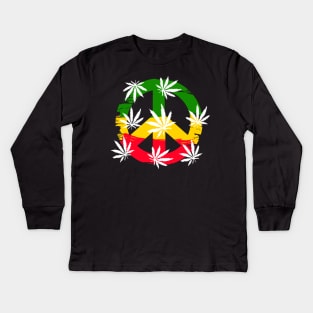 Rasta Colors, Herbs, Meditation, Reggae Colors Kids Long Sleeve T-Shirt